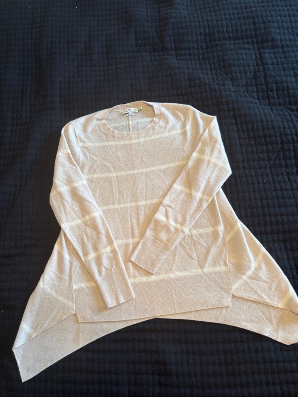 Vineyard Vines Cream Striped Scoop Neck Sweater